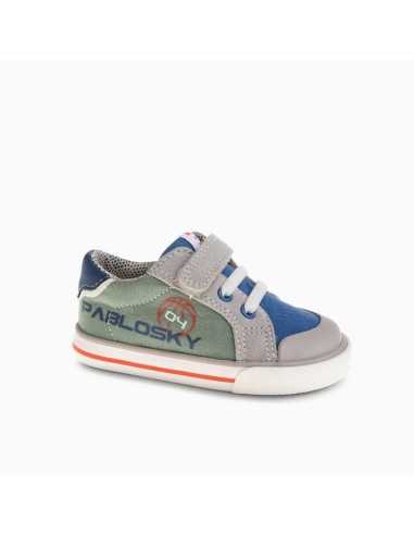 ZAPATILLA LONA BAREFOOT BEBÉ NIÑO VERDE GRIS